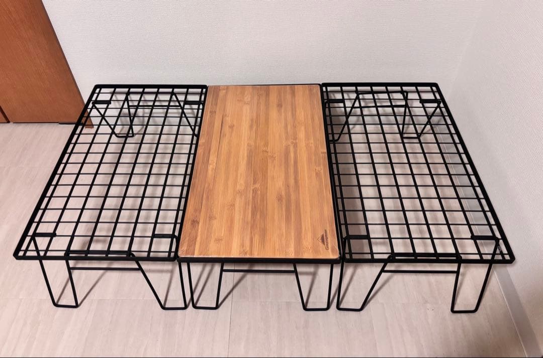 【キャンピングムーン】フィールドラック　3台＋竹製天板＋ケース