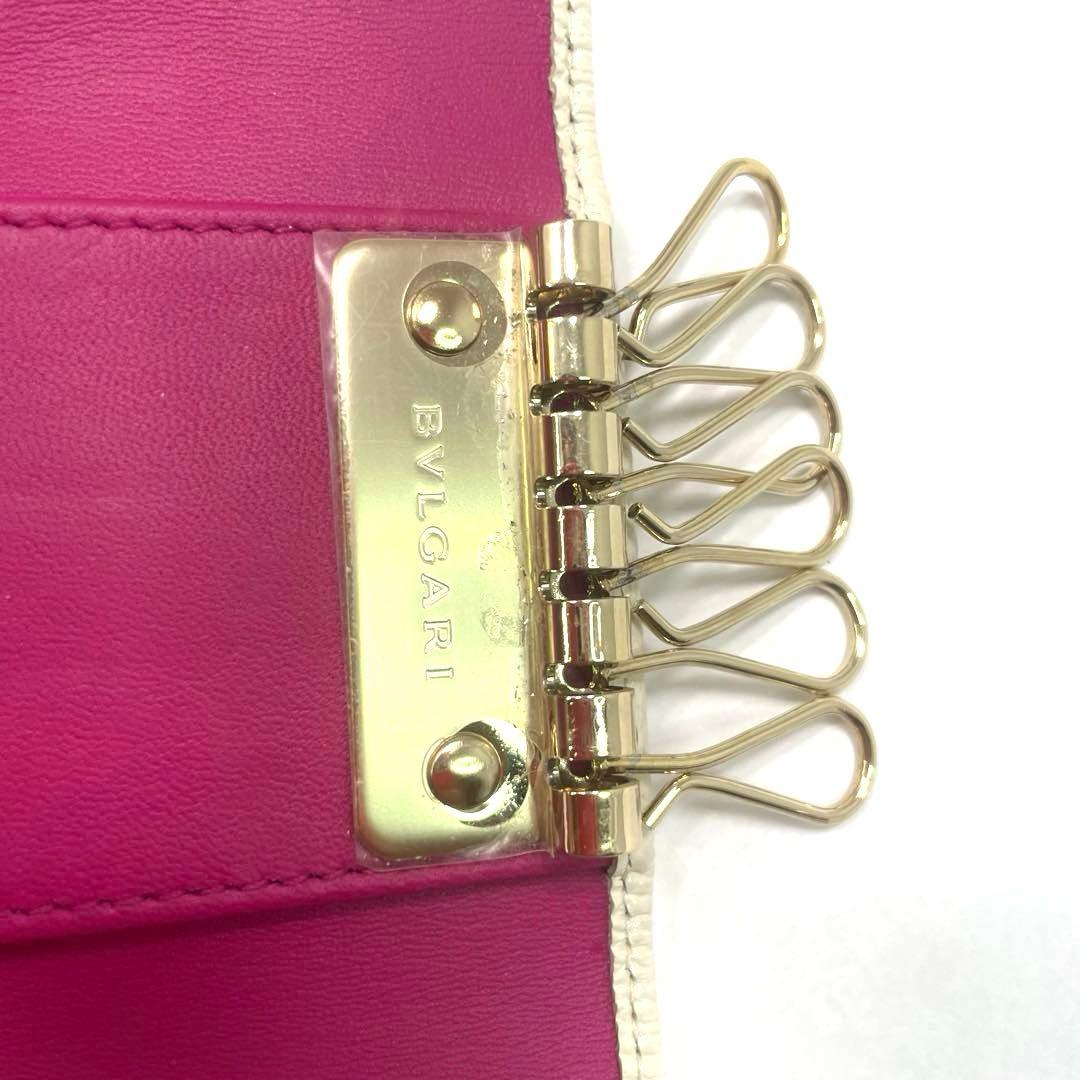 BVLGARI ブルガリ ロゴクリップ キーケース 6連 パープル　￼ピンク