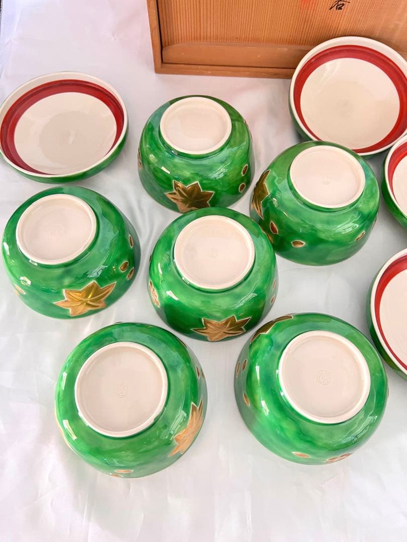 未使用 【 禎山 】金彩 蓋物 平安禎山 京焼 尚古 保秞雲錦 六客 茶碗