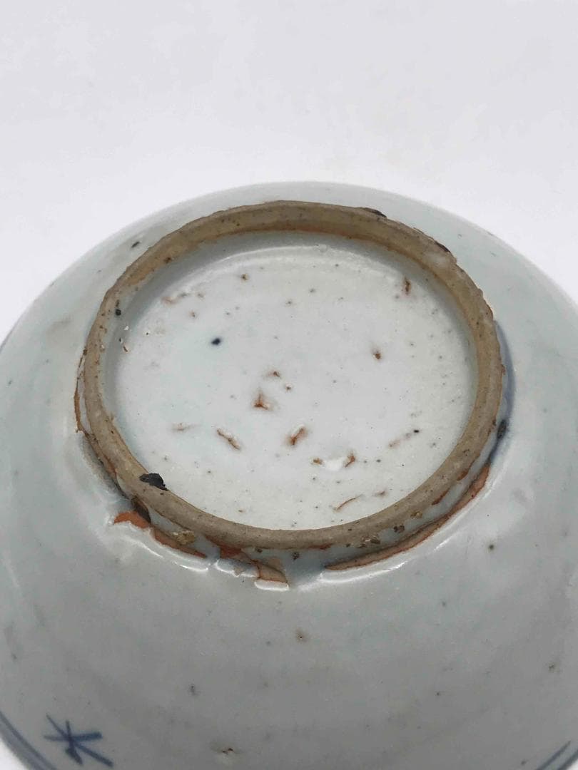 明時代　染付 青花花鳥文盤　古染付皿 唐物　古賞物　時代物　茶碗(D-40)