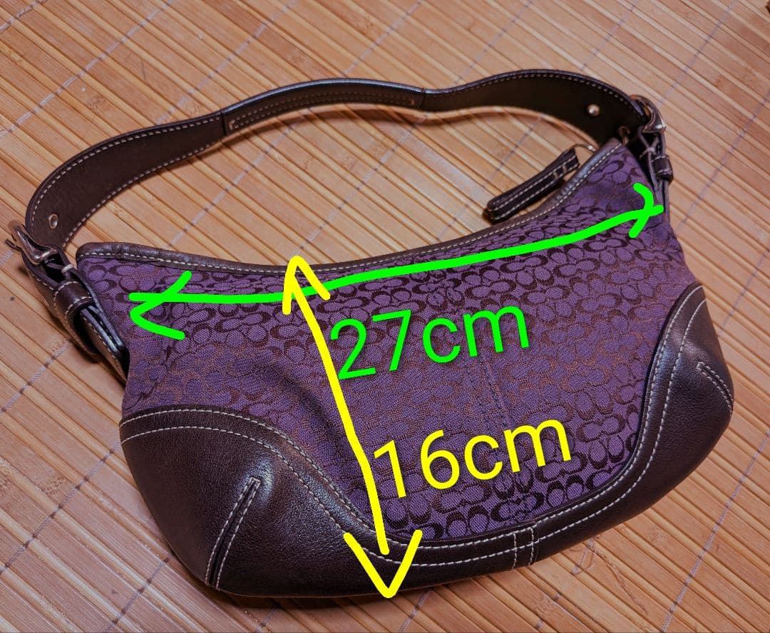 極美品！COACH ミニシグネチャーホーボーワンショルダーバッグ6351ボルドー