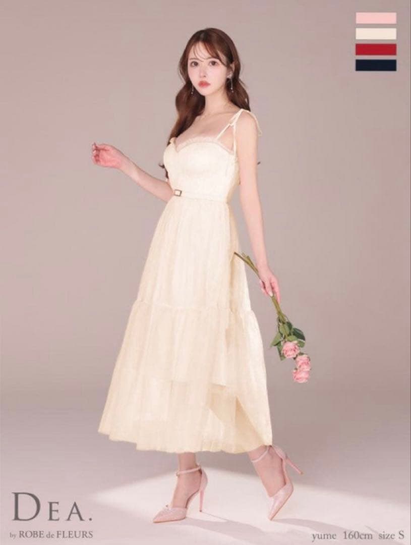 ローブドフルール DEA キャバクラ リボン チュール シアー ロング ドレス