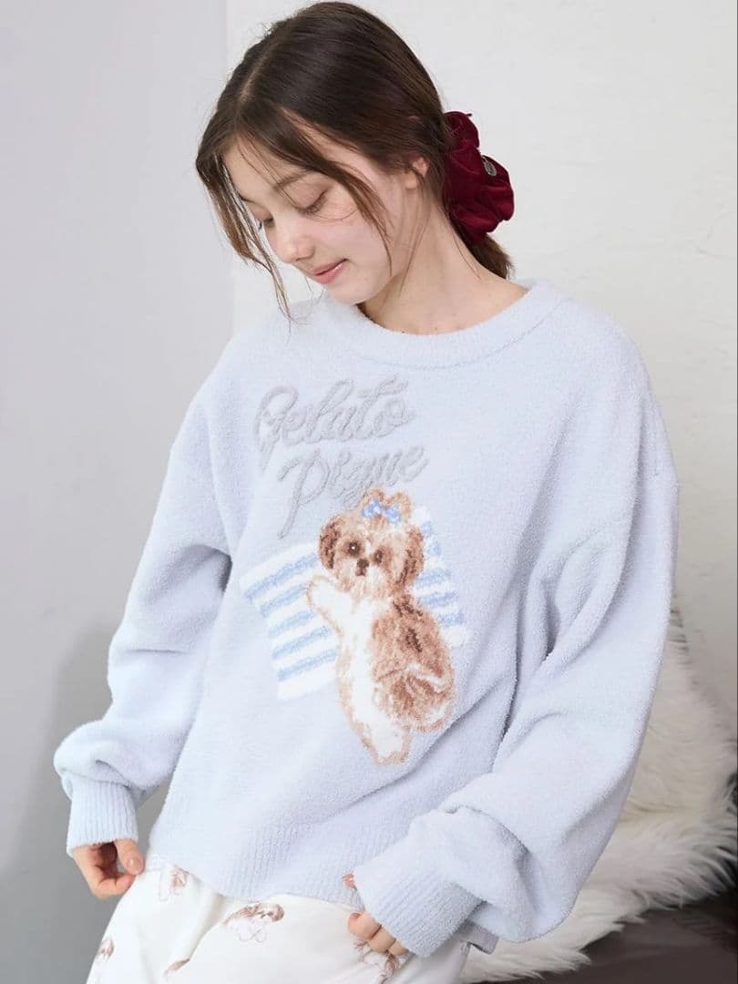 新品♥️ジェラートピケ シーズージャガードプルオーバー BLU　ジェラピケ