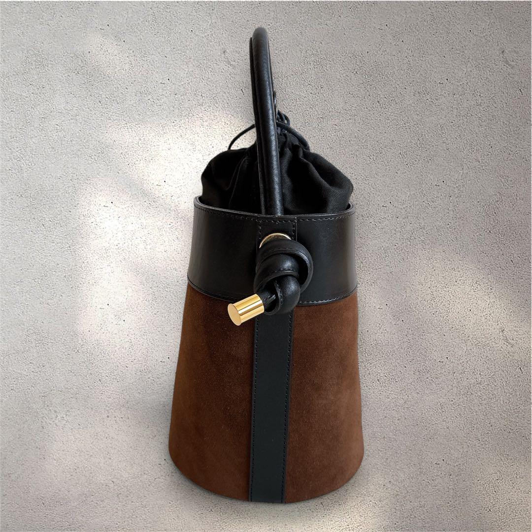 【美品】VIOLAd'ORO ヴィオラドーロ バケツバッグ トート巾着 スエード