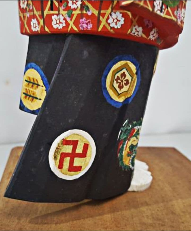 一刀彫 泉鶴寿斎 作 在銘 木彫極彩色能人形