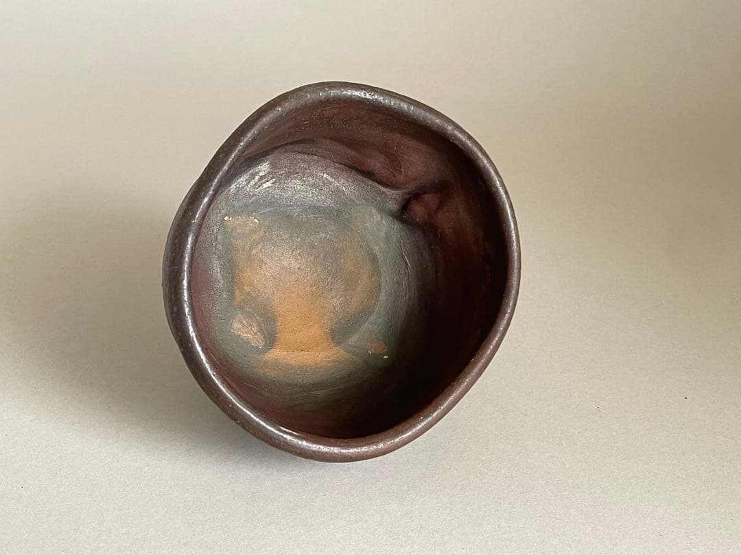 島武己(武巳) 茶碗 お碗 箱付き やちむん 焼締め 茶道具　検索:國吉清尚