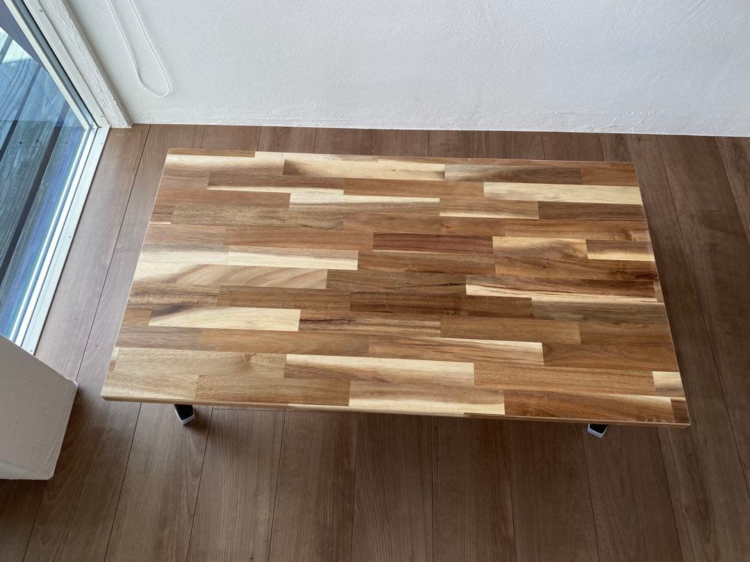 アカシア集成材　折りたたみ　テーブル　キャンプ ローテーブル1000×500