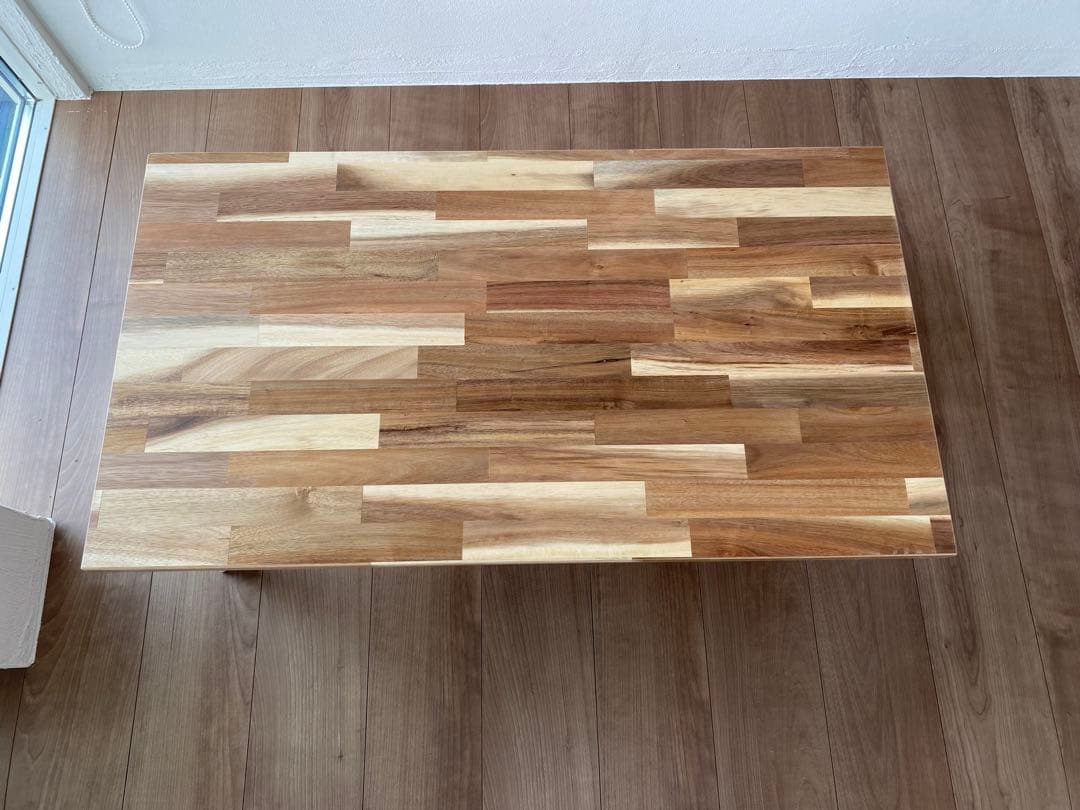 アカシア集成材　折りたたみ　テーブル　キャンプ ローテーブル1000×500