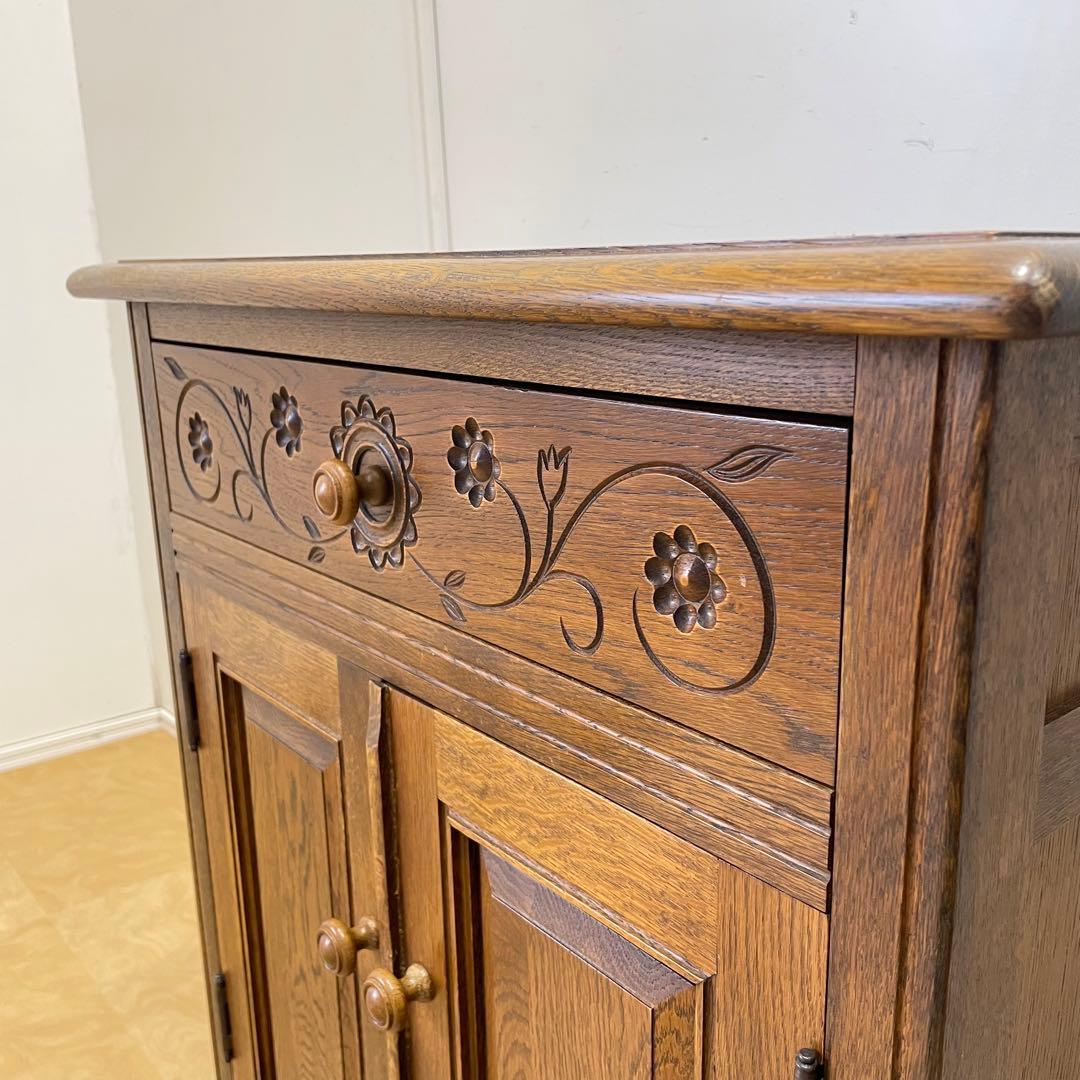 勇峰工芸 キャビネット 棚 電話台 引き出し チェスト コンソール 旭川家具