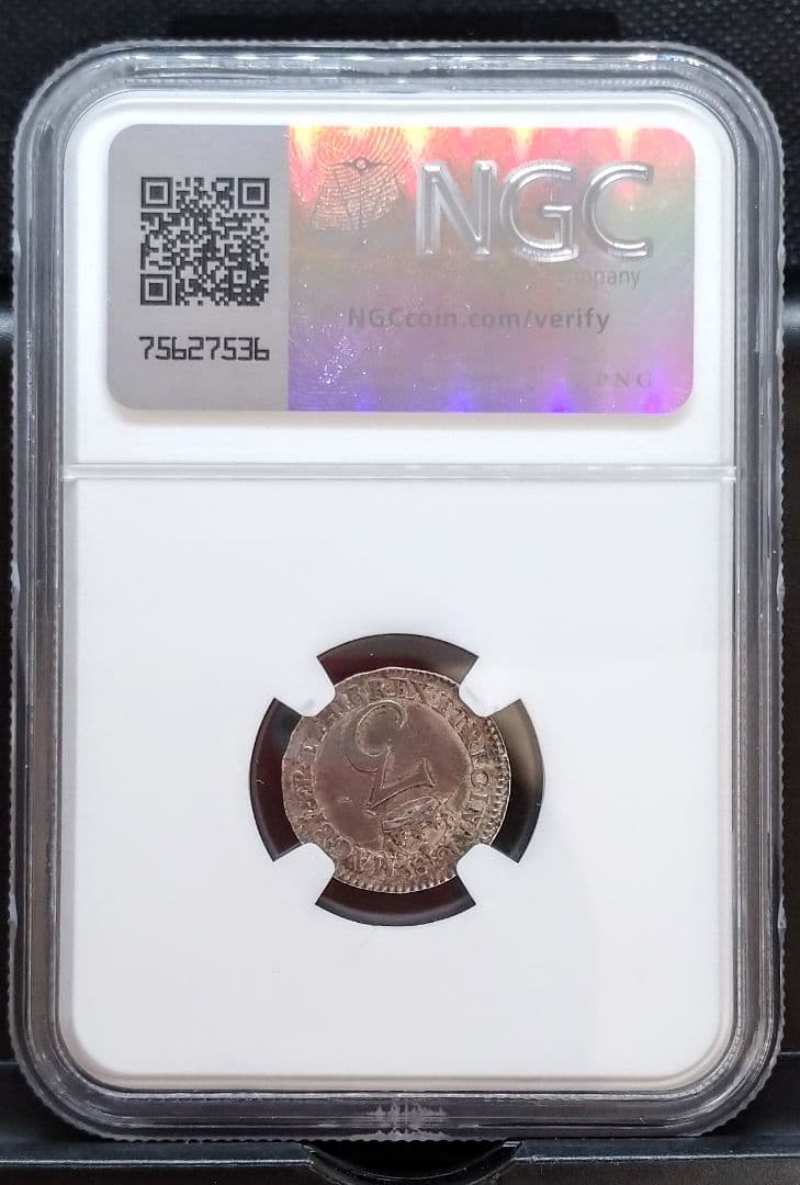 1689年 イギリス 銀貨 3ペンス NGC鑑定 名誉革命 アンティーク