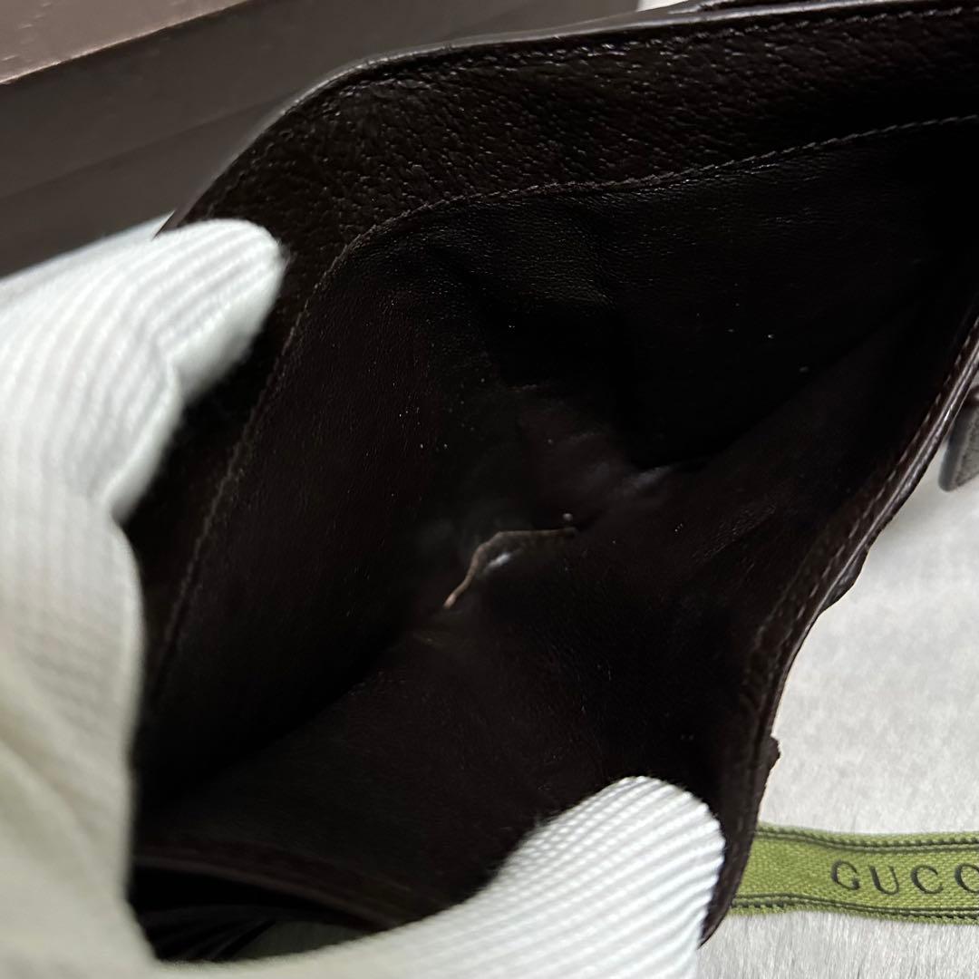 GUCCI グッチ　折り財布　キャンバスGG メタルロゴ　ブラウン　Wホック