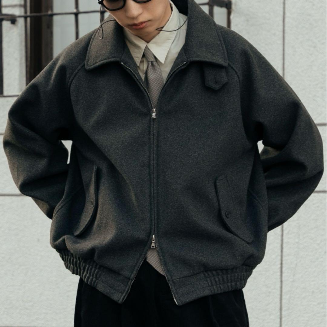 bleme ダブルジップ メルトンハリントンジャケット チンストラップ付き