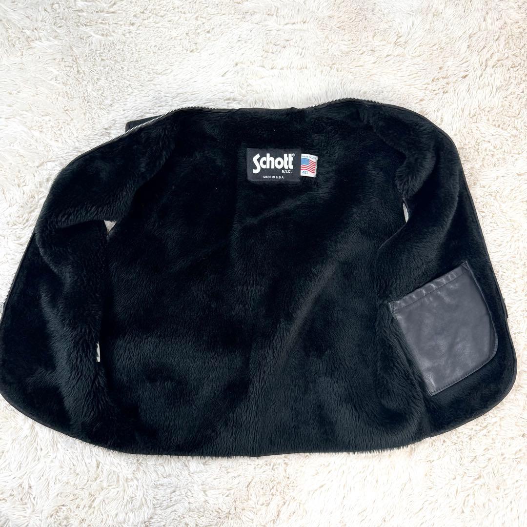 極美品 SCHOTT ライダース ジャケット ボア ライナー 643 牛革 40