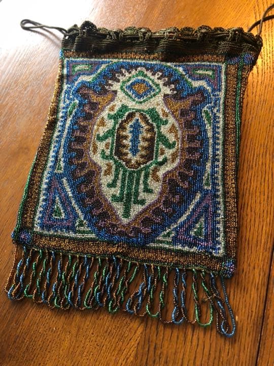 アンティーク　マイクロガラスビーズ　バッグ　v