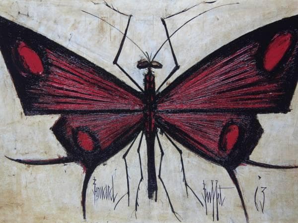 ベルナール・ビュッフェ、「博物誌　赤い蝶」、希少な画集より