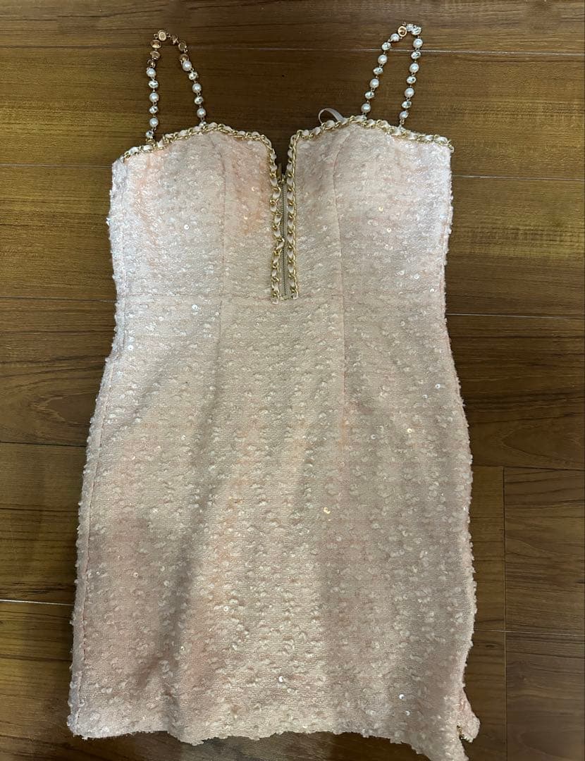 Andy ビーズ装飾タイトドレス ピンク