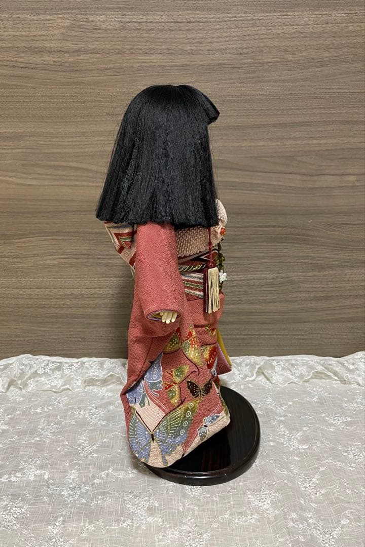 【極美品】★久月「正絹 市松人形」13号／ガラスケース付き★