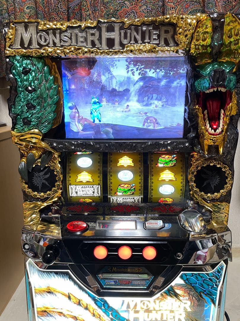 パチスロ実機 モンスターハンター 月下雷鳴 不要機付き 家庭用電源