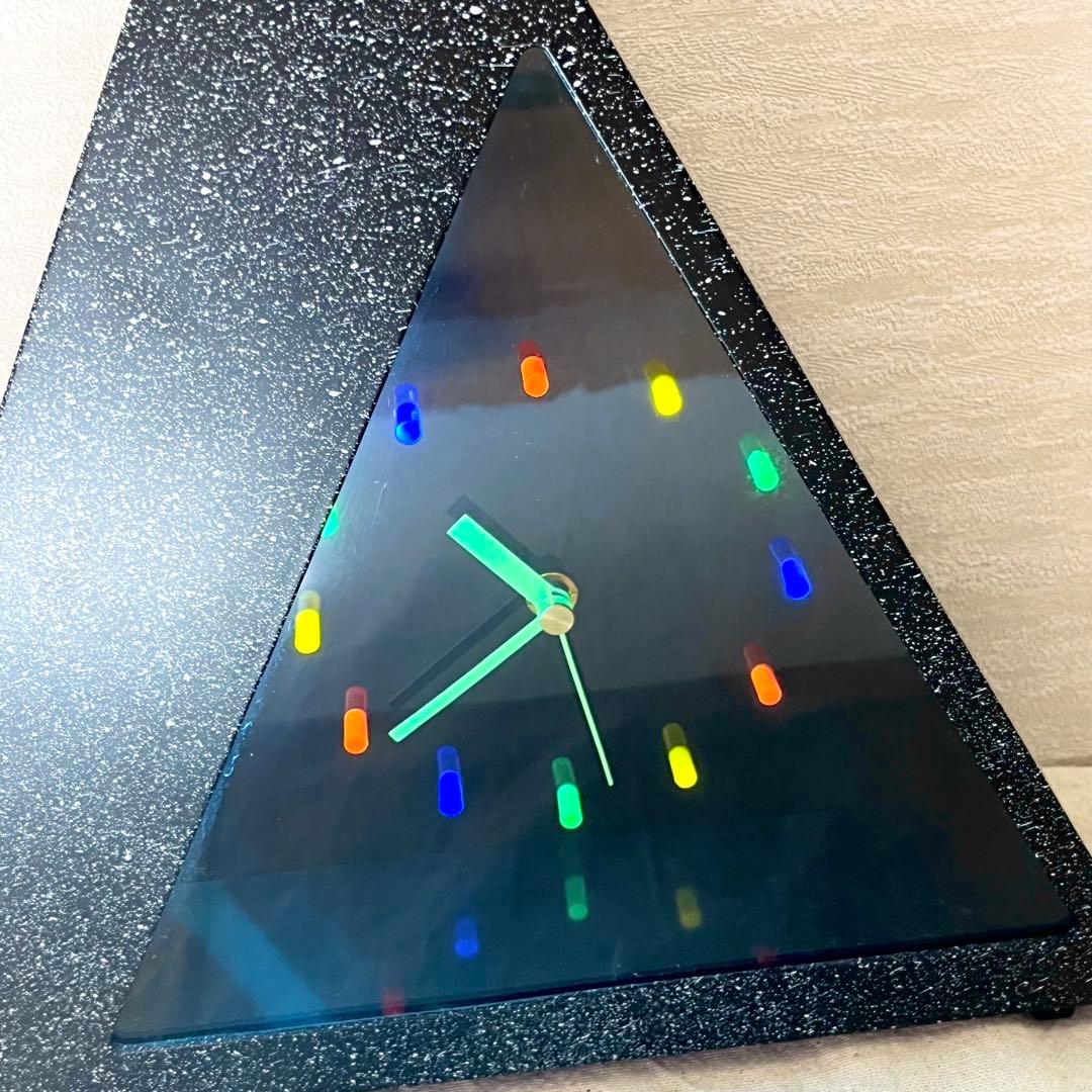 【希少】80's ネオンクロック 置き時計 三角 ヴィンテージ ビンテージ