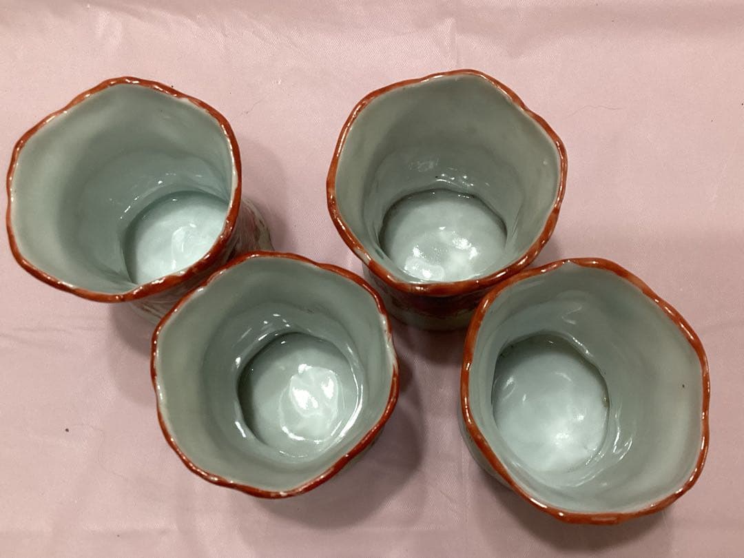 ビンテージ　九谷焼爪楊枝入れ　舞妓　オキュパイドジャパン骨董　陶磁器カップ 4個