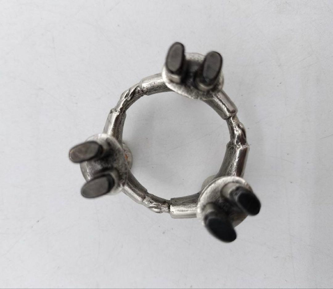 c640 蓋置 銀仕上 三つ人形 金谷浄雲 木箱 茶道具 古物