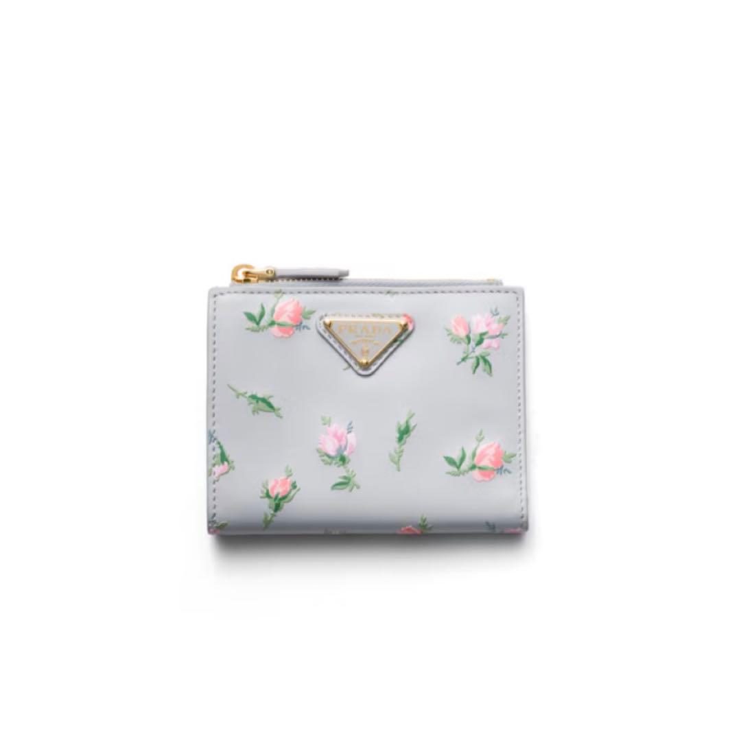 【新品】 PRADA プラダ 花柄 二つ折り 財布