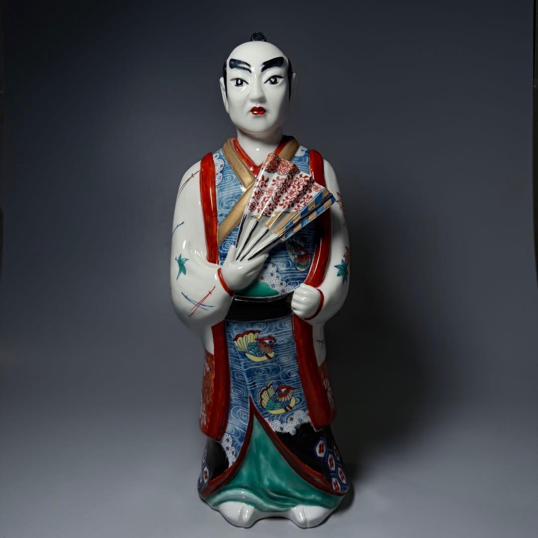 大五窯　色鍋島　古伊万里人形　高さ34cm　37cm　共箱　全手描き仕上げ