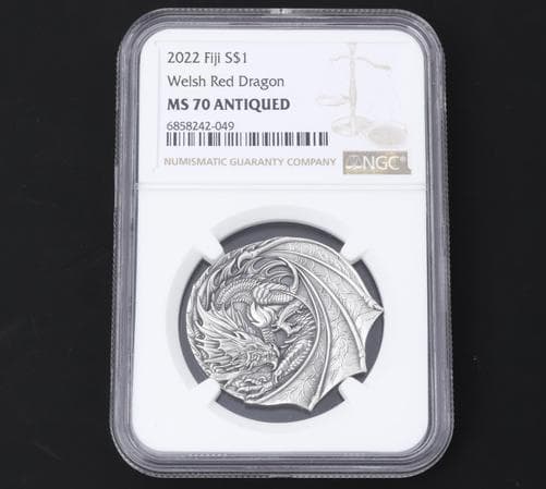 最高鑑定　NGC　MS70　2022 フィジー 赤い竜 1oz銀貨 鑑定済