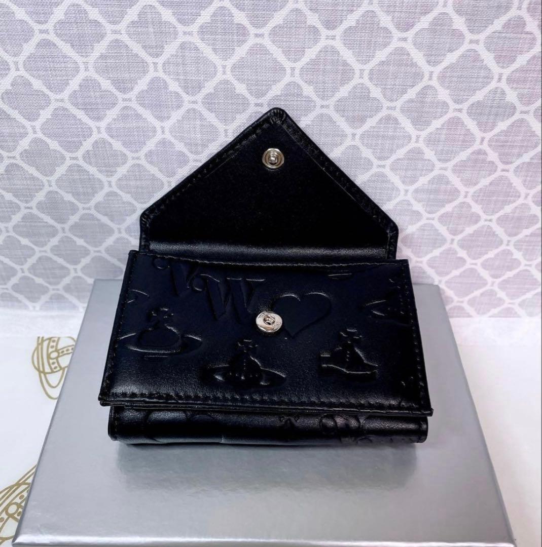 【内柄も素敵☆最新】Vivienne Westwood 三折財布 黒マット