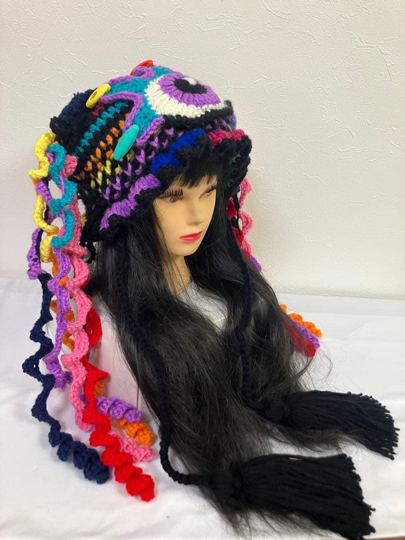 猫耳ニット帽　うさ耳ニット帽　アジアン　ヒッピー　サイケデリック　☺︎