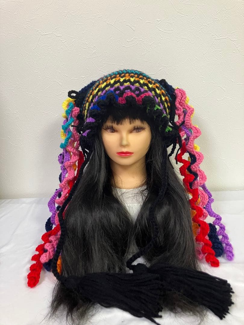 猫耳ニット帽　うさ耳ニット帽　アジアン　ヒッピー　サイケデリック　☺︎