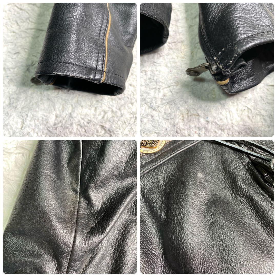 良品✨ハーレーダビッドソン ライダース 110周年記念 大きいサイズ 本革 黒