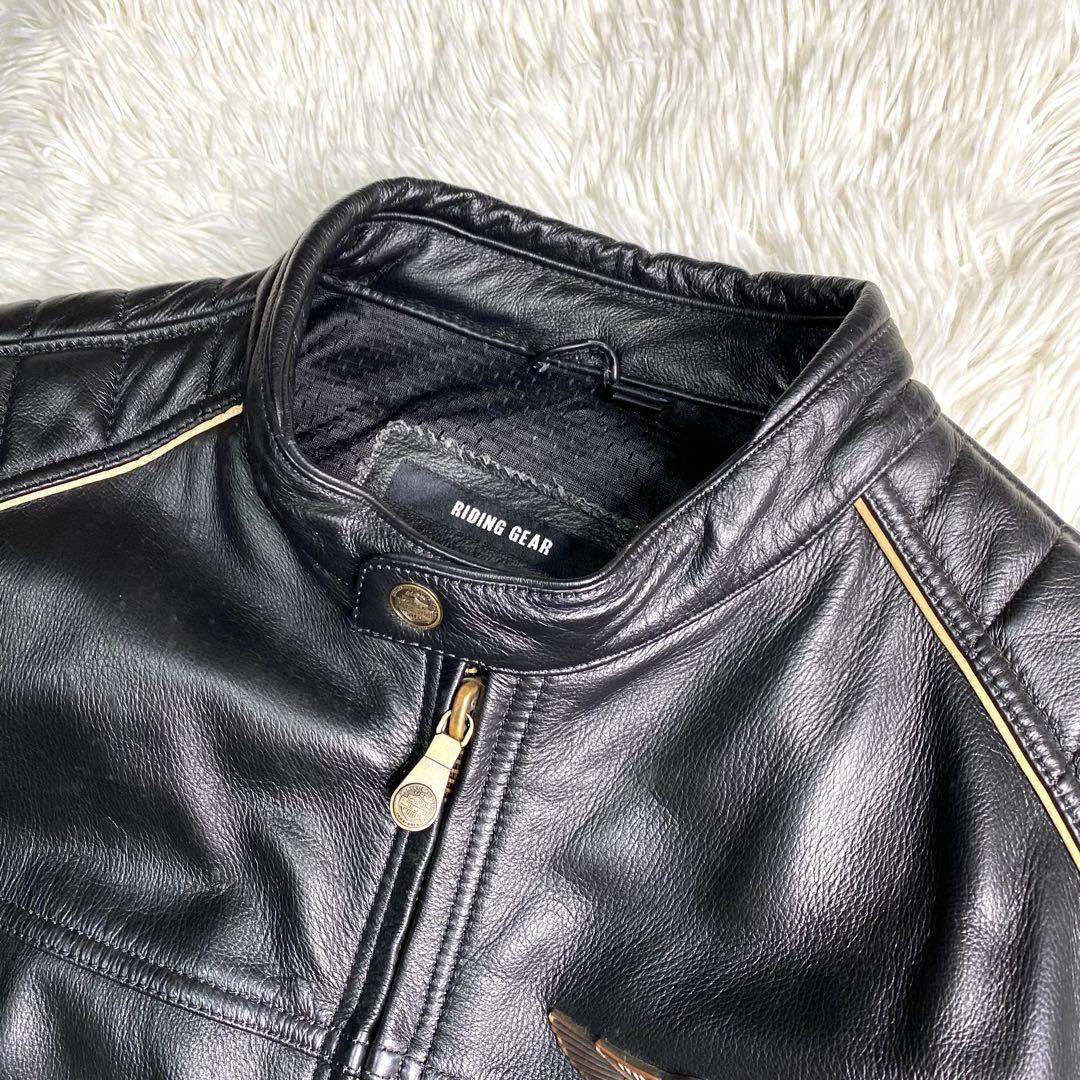 良品✨ハーレーダビッドソン ライダース 110周年記念 大きいサイズ 本革 黒