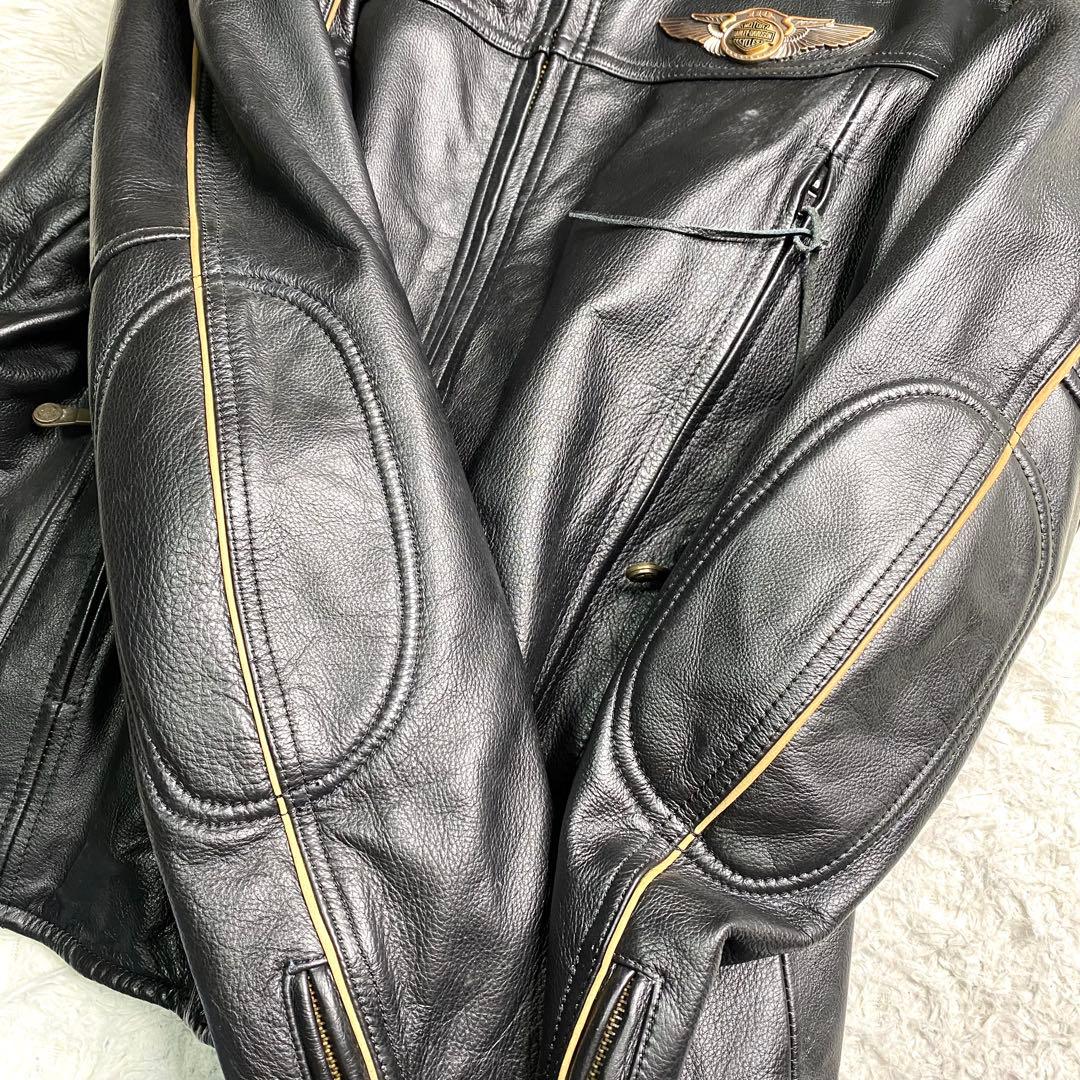 良品✨ハーレーダビッドソン ライダース 110周年記念 大きいサイズ 本革 黒