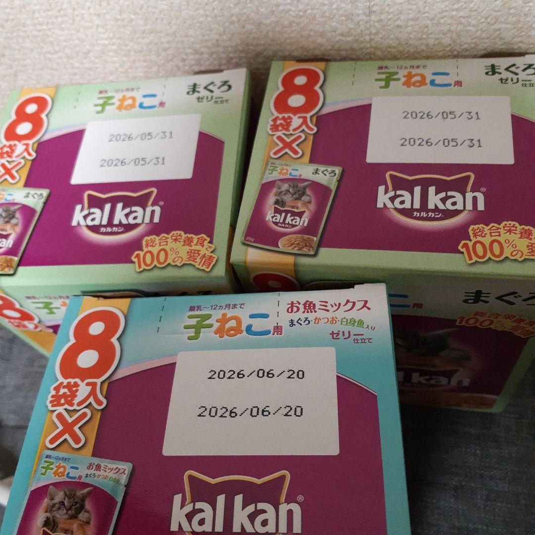 カルカン24袋、チュール40本 、銀のスプーン×２、375g缶詰9缶他