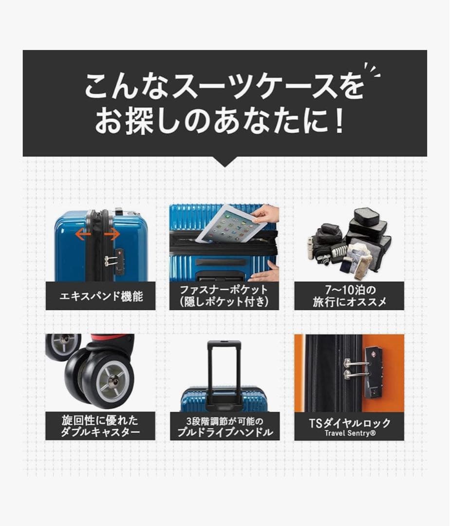 ACE スーツケース ブラックカーボン 83L/93L 7〜10泊サイズ