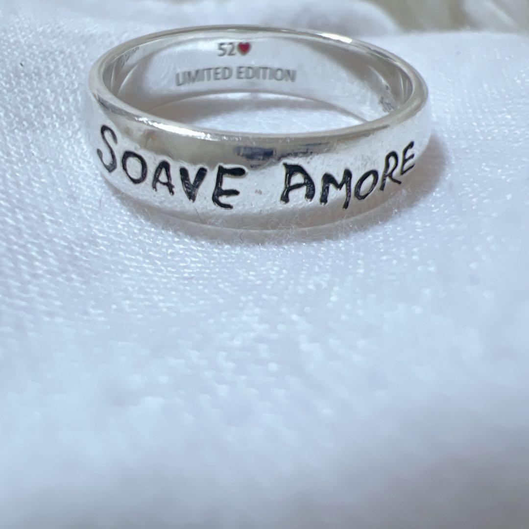 《美品》グッチ SOAVE AMORE 限定 ロゴ リング 14号 シルバー