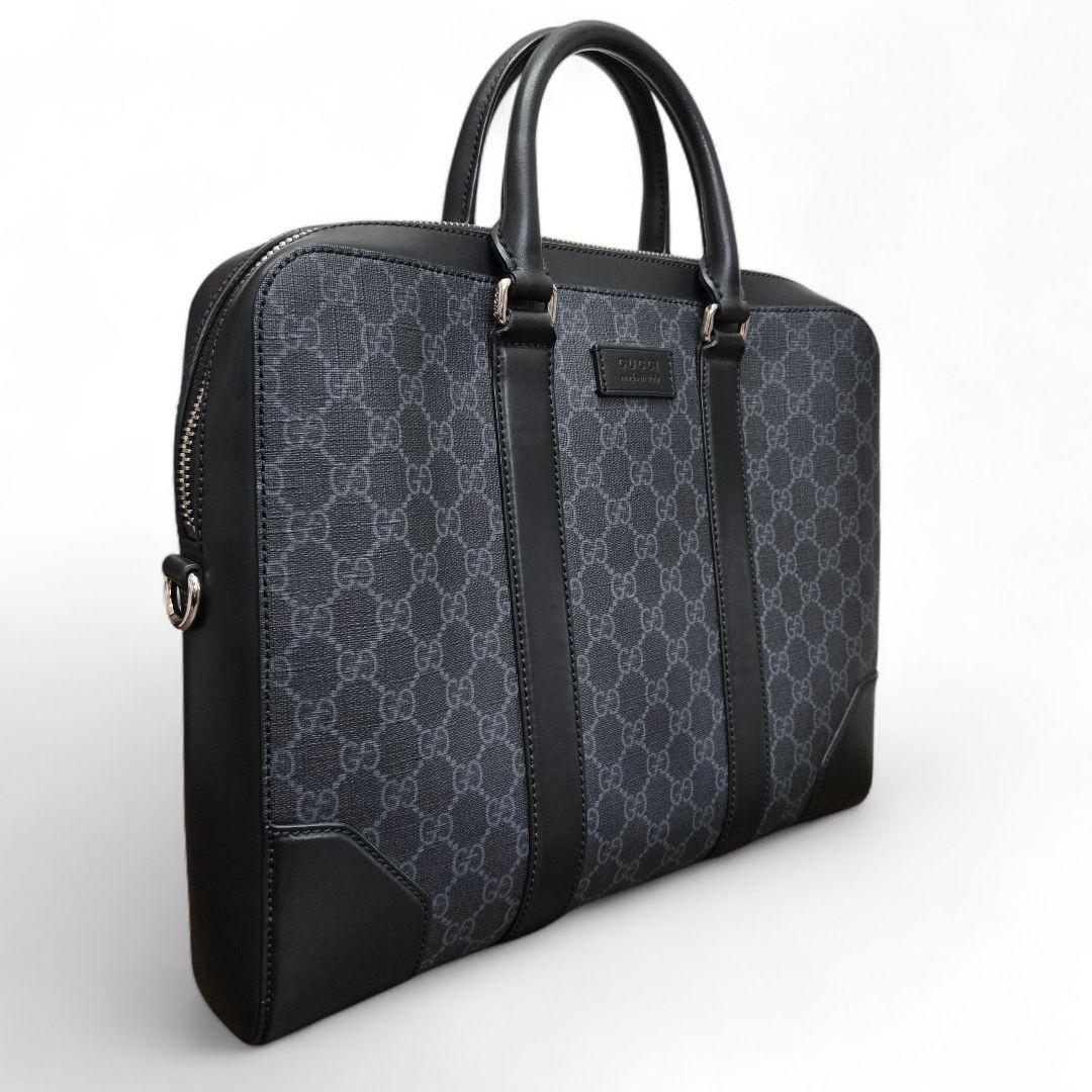 極美品✨グッチ GGスプリーム ビジネスバッグ ブリーフケース グレー 大容量