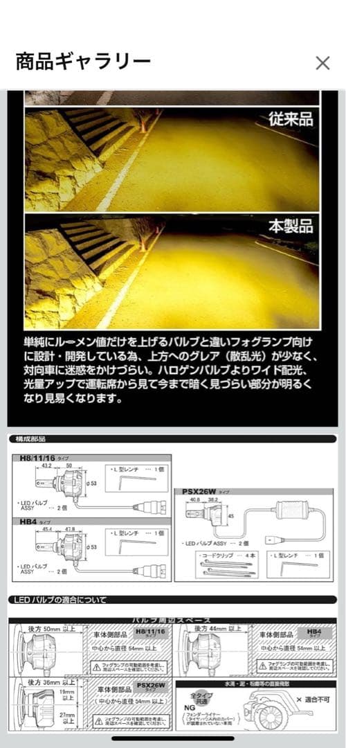 フォグランプ LED ディープイエロー H8/H11/H16
