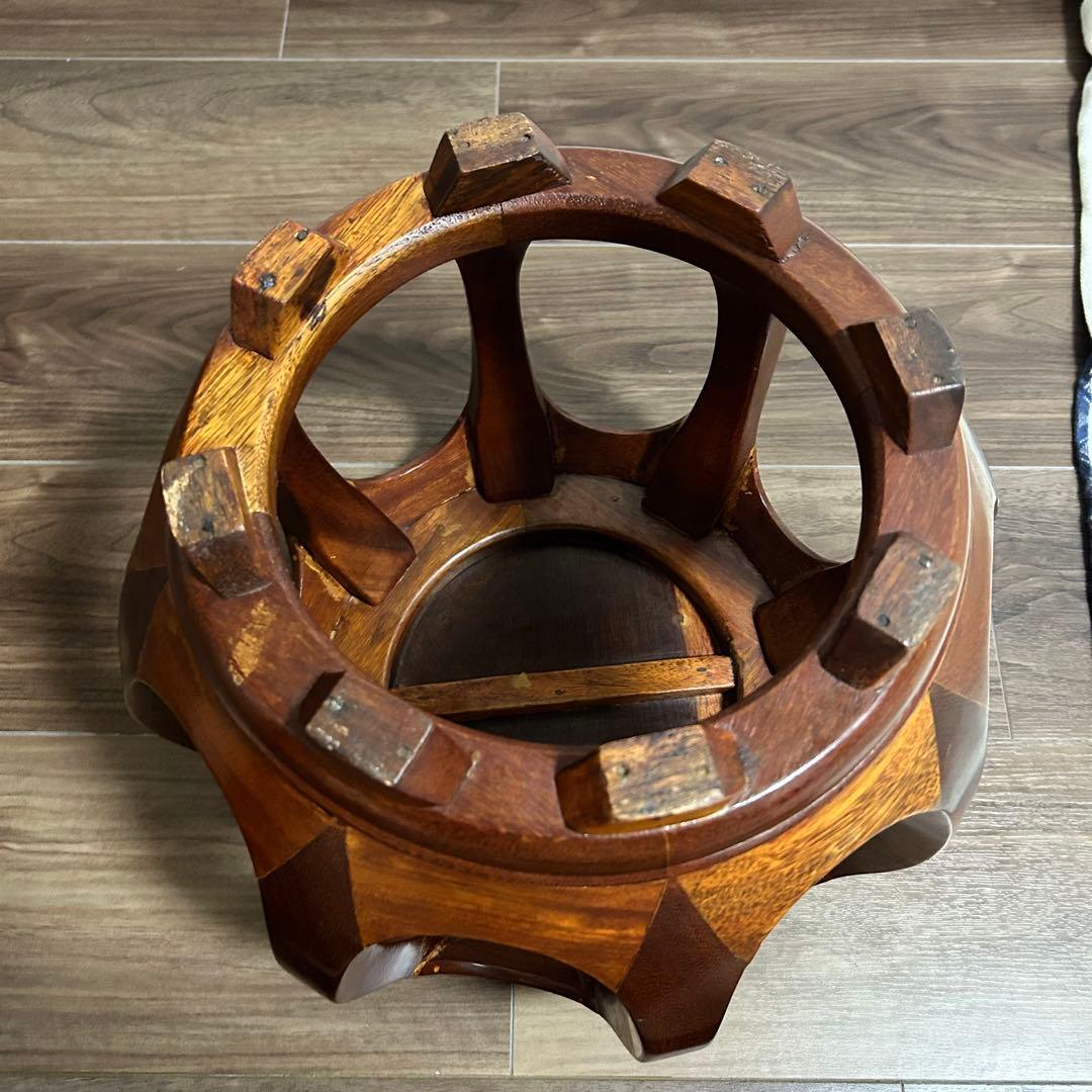 ［美品］ 唐木 丸 椅子 木製 花台 スツール 丸卓 花梨台 インテリア 家具