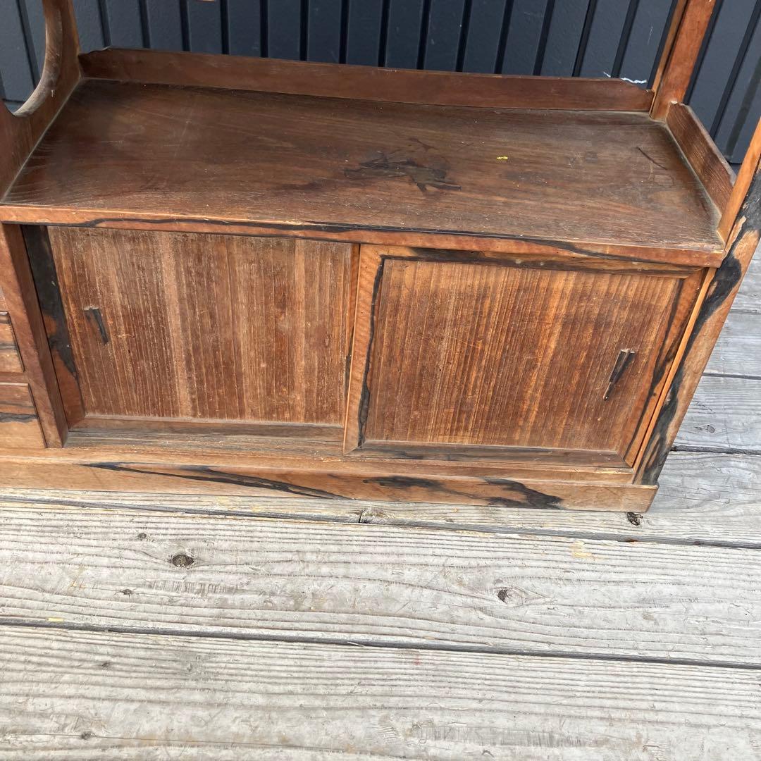 昭和レトロ 木製茶箪笥 茶棚 飾り棚 サイドボード 古家具 古民家 ビンテージ