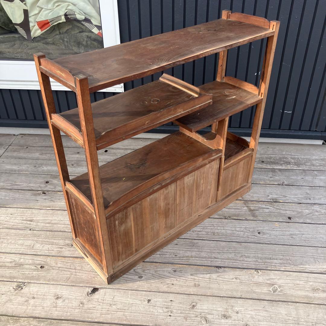 昭和レトロ 木製茶箪笥 茶棚 飾り棚 サイドボード 古家具 古民家 ビンテージ