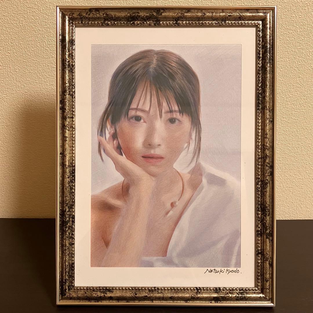 女優画26 額装品　額縁寸法32.7cm×24.0cm　カラー着色　京藤夏樹真作