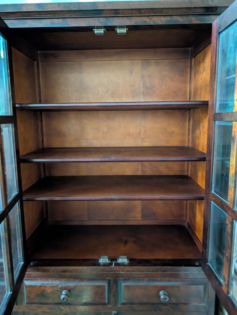 北海道民芸　木製ディスプレイキャビネット 4棚付き