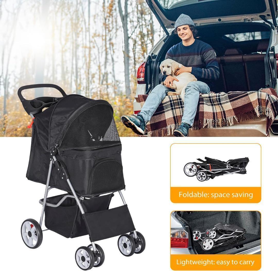 【M2798-103-65】ペットカート 4輪 折りたたみ 犬用カート