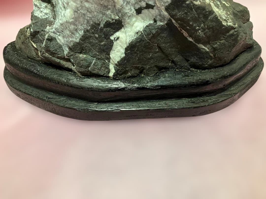 富士山 自然・鑑賞石 天然石 置物 木製台座付き【希少品】