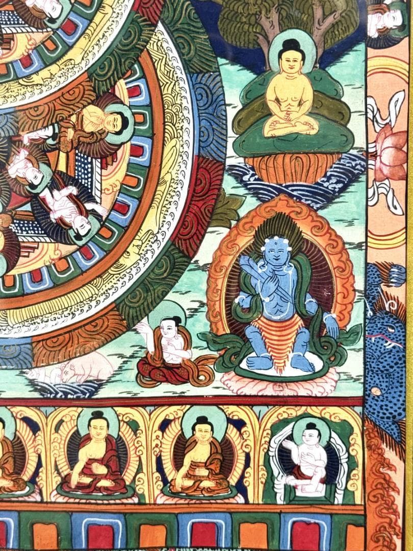 チベットタンカ 曼荼羅マンダラ仏画 絹本 肉筆 仏教美術 中国古玩WWWT133