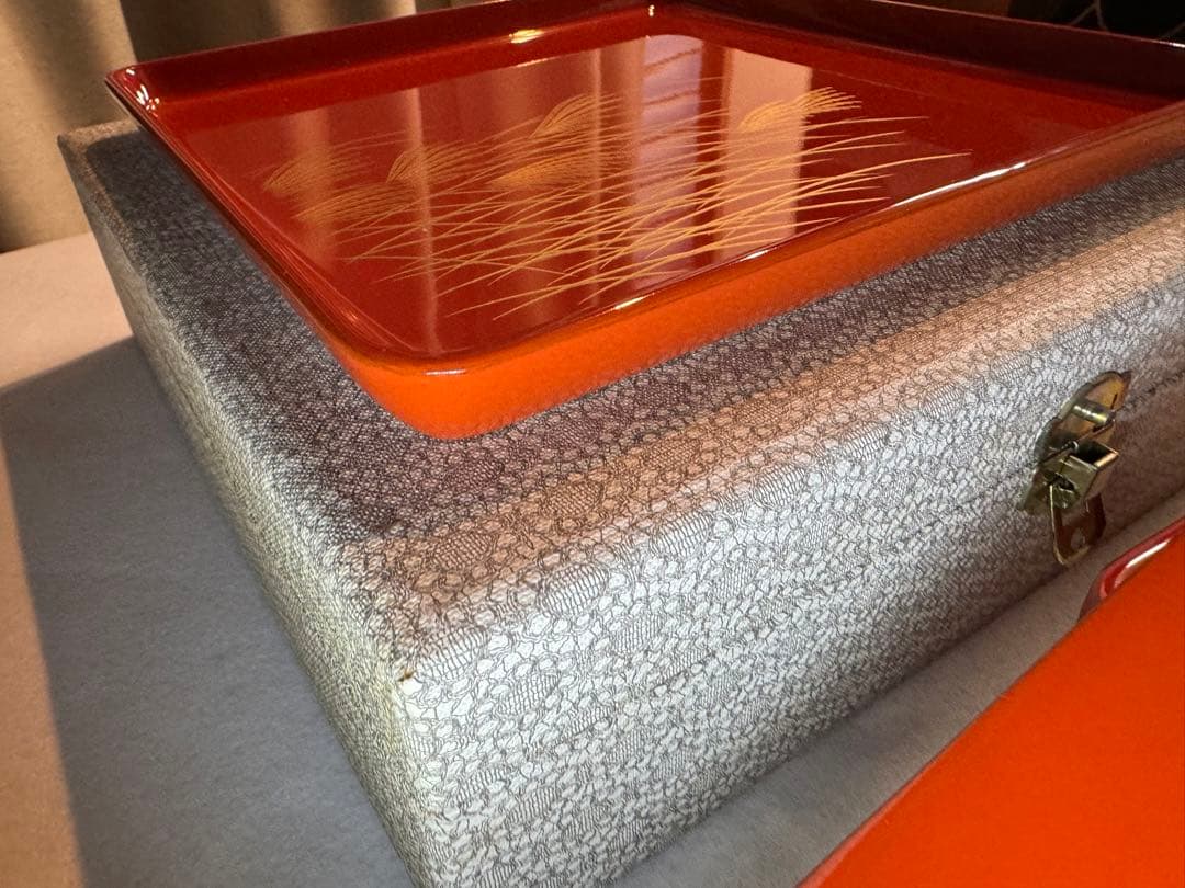 母のお茶道具 輪島塗 盆付き蓋付菓子箱　盆サイズ220mm