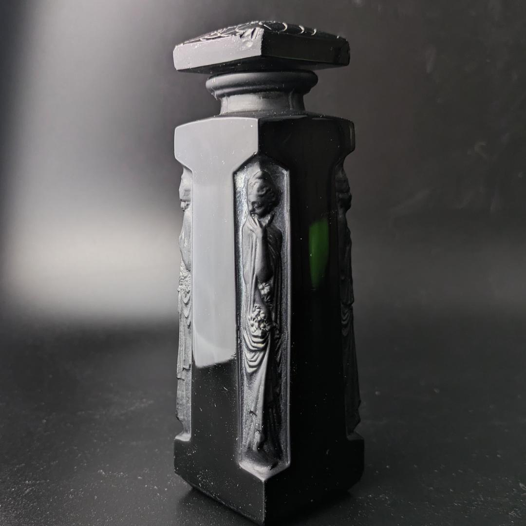 【希少黒ガラス】ルネ・ラリック ドルセー香水瓶 アンブル 1910年代 訳あり