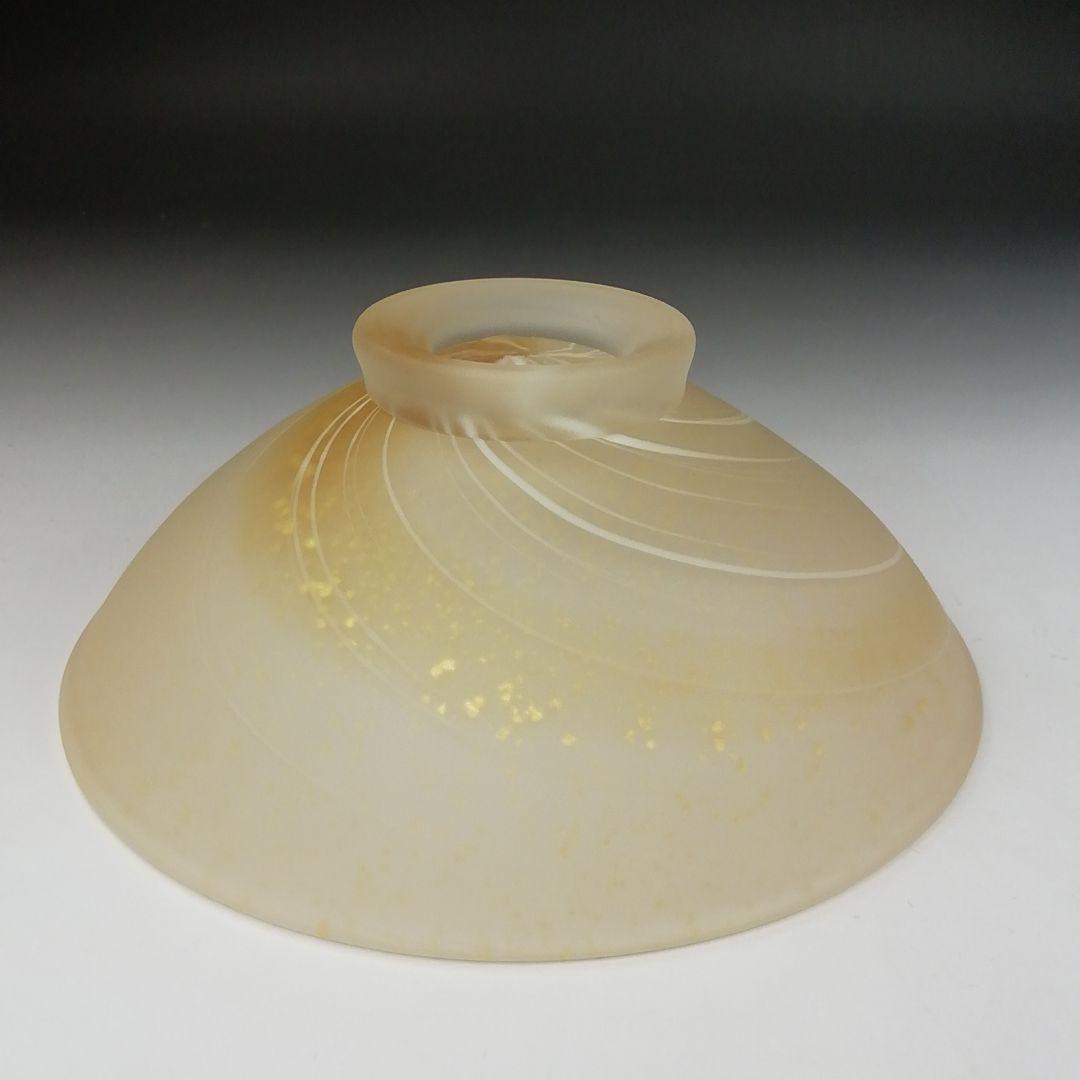 Ｔ４５１　茶碗　『瑠璃の匠』『ガラス平茶碗』『原田宗春 作』共箱　抹茶碗　茶道具